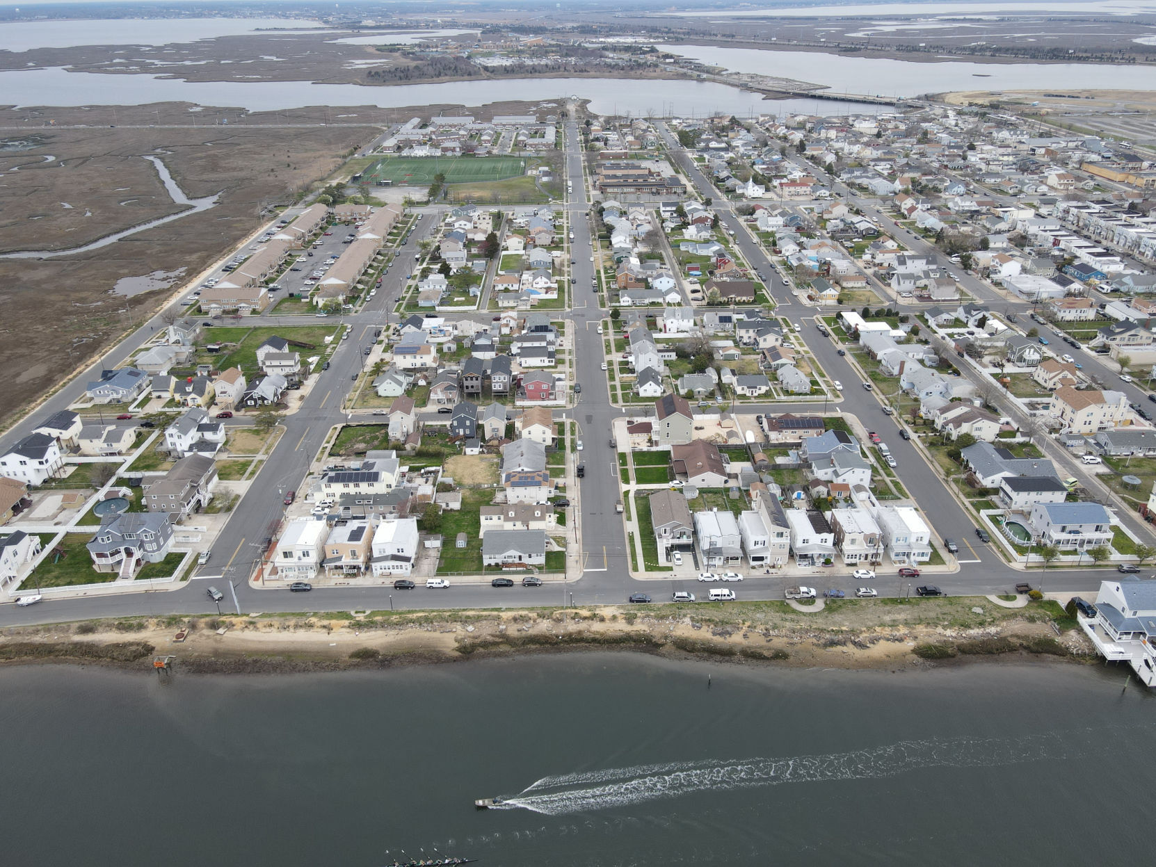 Drone footage of Atlantic City's Inside Thorofare